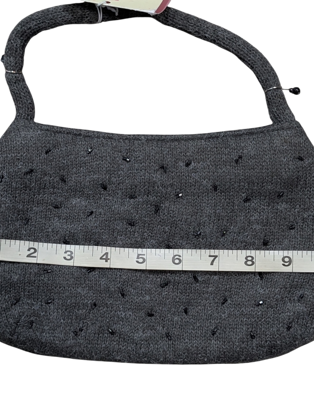 Bath Body Works Gray Knit Y2k Beaded Small Shoulder Bag Cozy Dark Academia Fairy - Picture 5 of 7